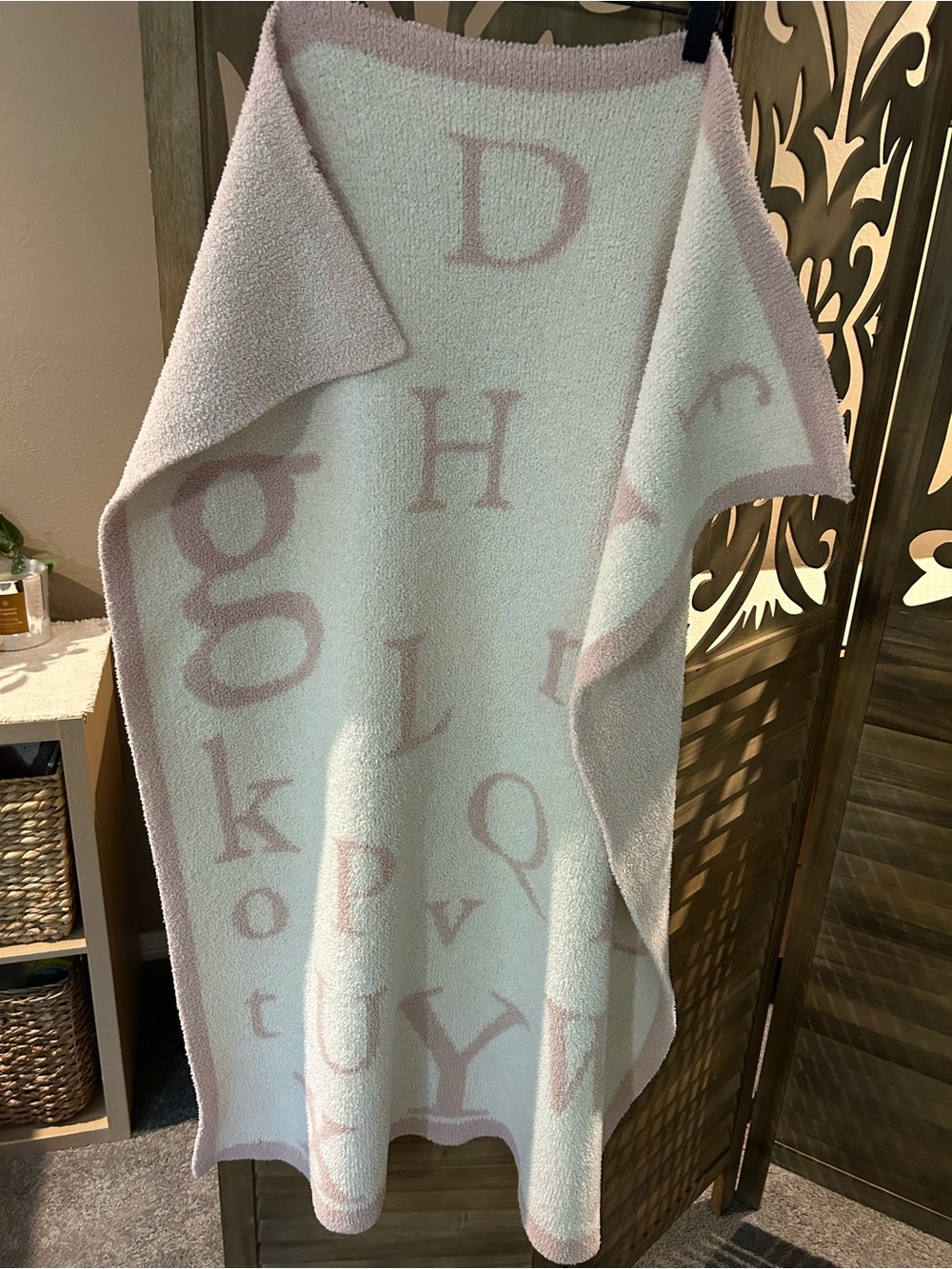 Barefoot dreams cozy chic pink baby abc blanket